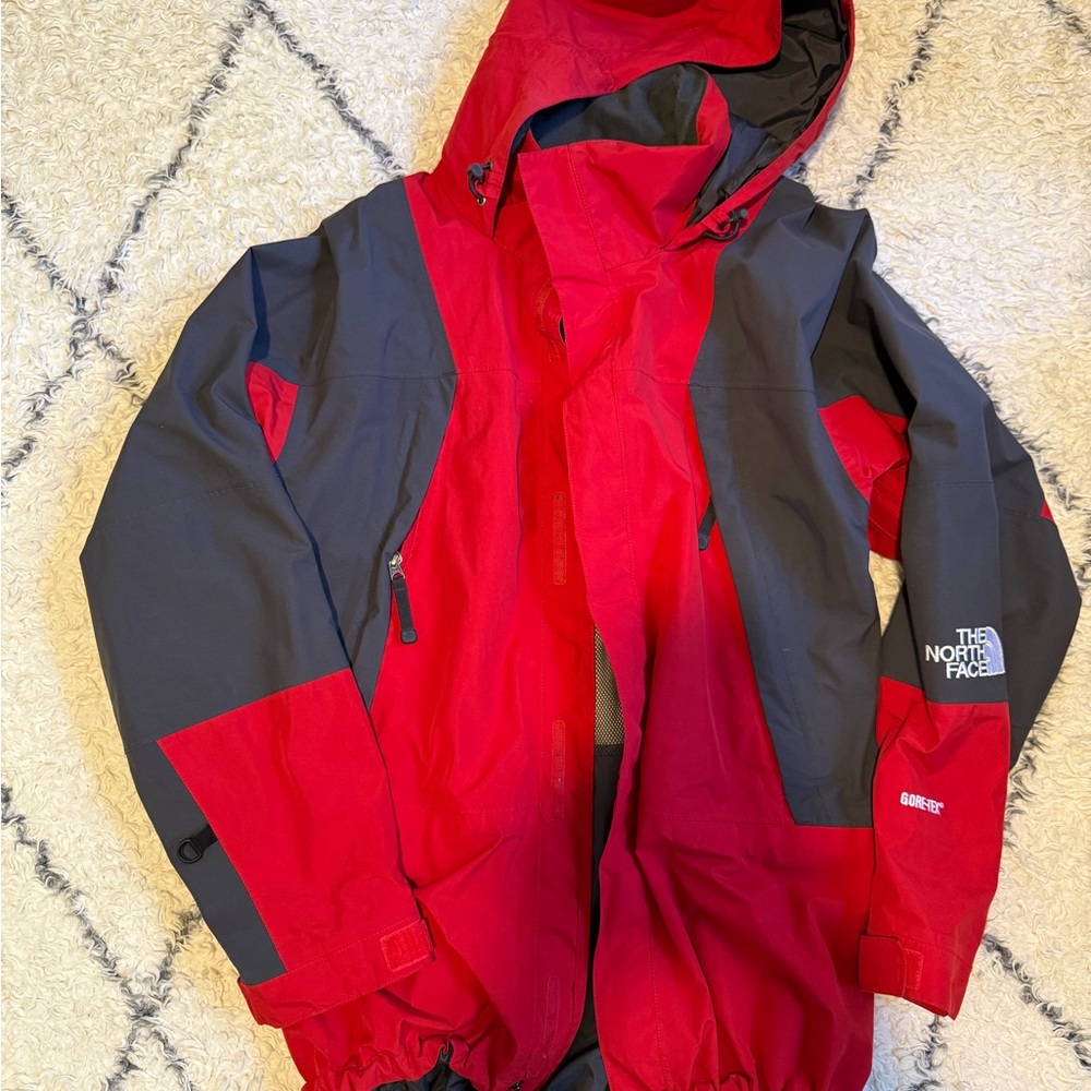 The North Face Men’s Red and Black Raincoat